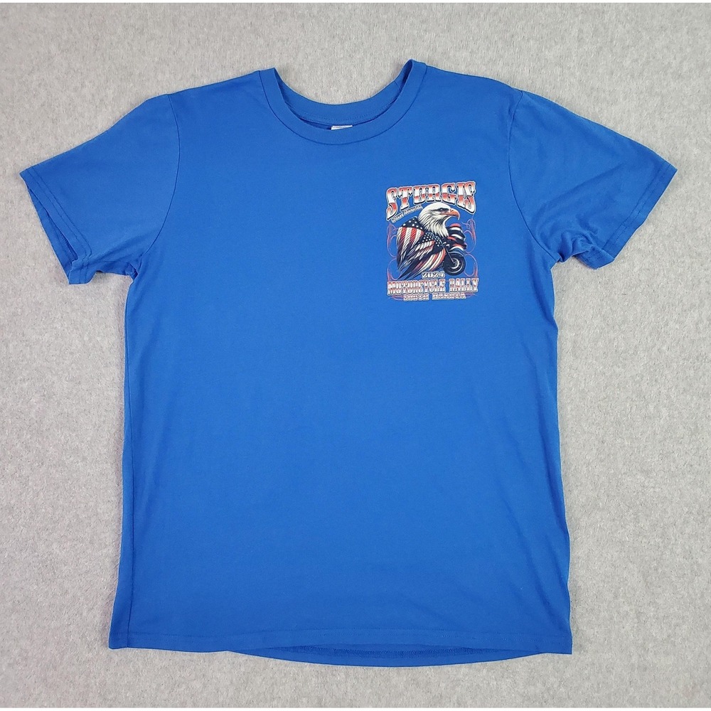 Sturgis Shirt FITS LARGE (Tag size XL) Blue 2024 Motorcycle Eagle South Dakota